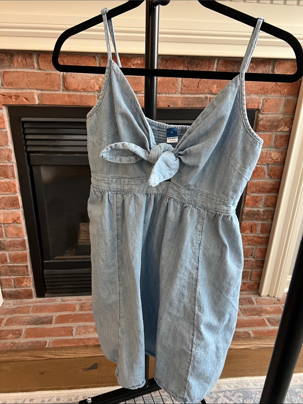 Old Navy Light Blue Tie-Front Denim Mini Dress